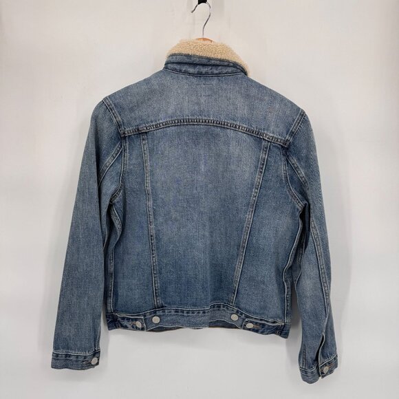 Gap Denim Trucker Jacket Womens Medium Blue Cotton Sherpa Trim Vintage - Picture 4 of 7